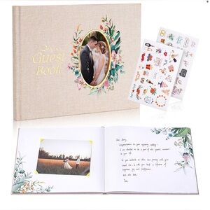 NEW Linen Wedding Guest Book Elegant Wedding Reception 100 Pgs 10.2" x 7.5”